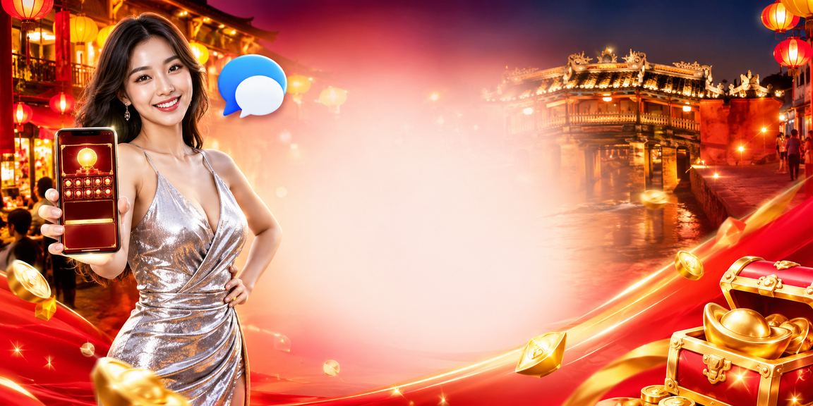 Người dùng tại chợ đêm Hội An trải nghiệm casino mobile và chơi slots jackpot trên điện thoại