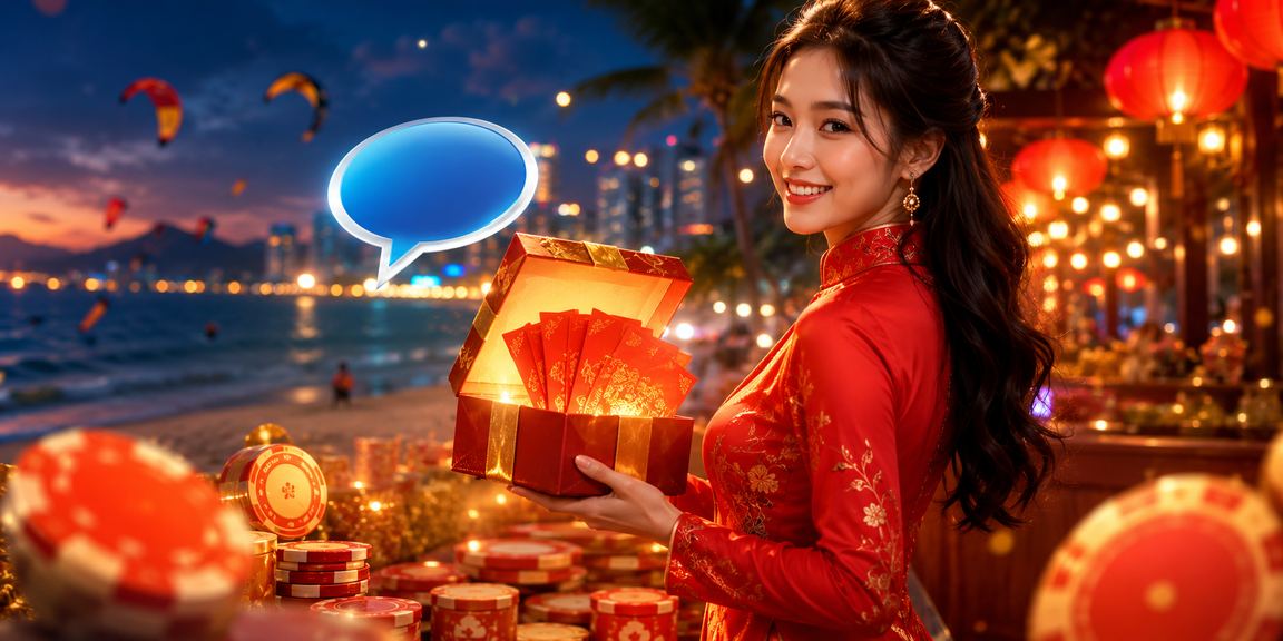 Phụ nữ mặc áo dài tại Mũi Né nhận phong bì đỏ may mắn và bonus đặc biệt dịp Tết